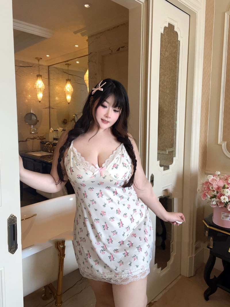 Babydoll Chemise Night - Damska seksowna bielizna Plus Size elastyczna