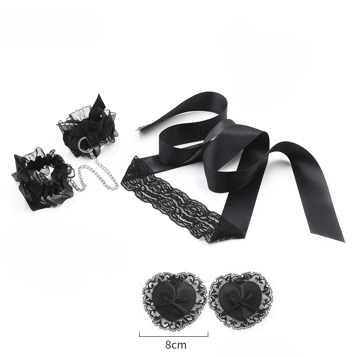 Nipple Cover Pasties - Zestaw erotyczny z koronką: kajdanki, biustonosz,