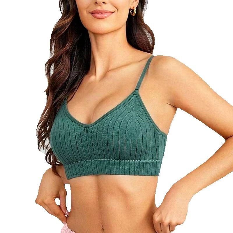 Bralette Wireless Soft - Damski prążkowany bezfiszbinowy biustonosz typu bralette