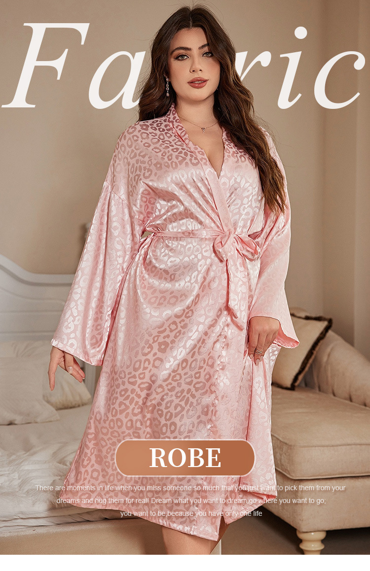 Robe Silk Women - Szlafrok Plus Size Damski Piżama Bielizna