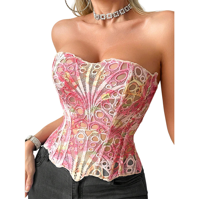 Cami Top Lace - Seksowny gorset z siateczki, oddychający, z