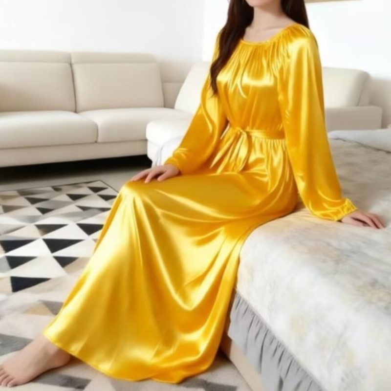 Robe Silk Women - Błyszczący szlafrok z jedwabiu lodowego z