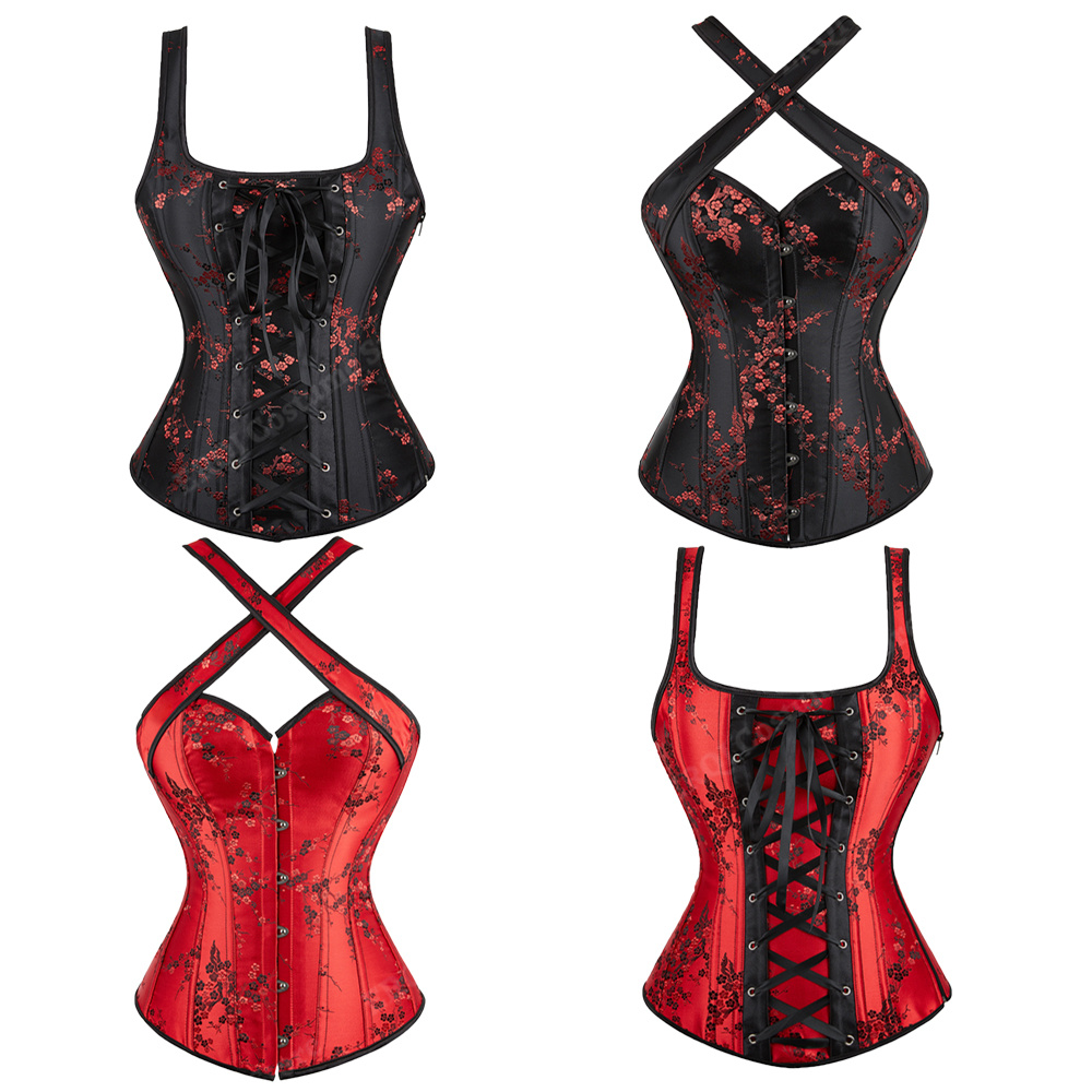Corset Waist Cinch - Gorset z paskami dla kobiet kwiatowy