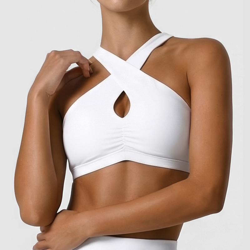 Sports Bra High Impact - Damska miękka sportowa bielizna, jednolity kolor,