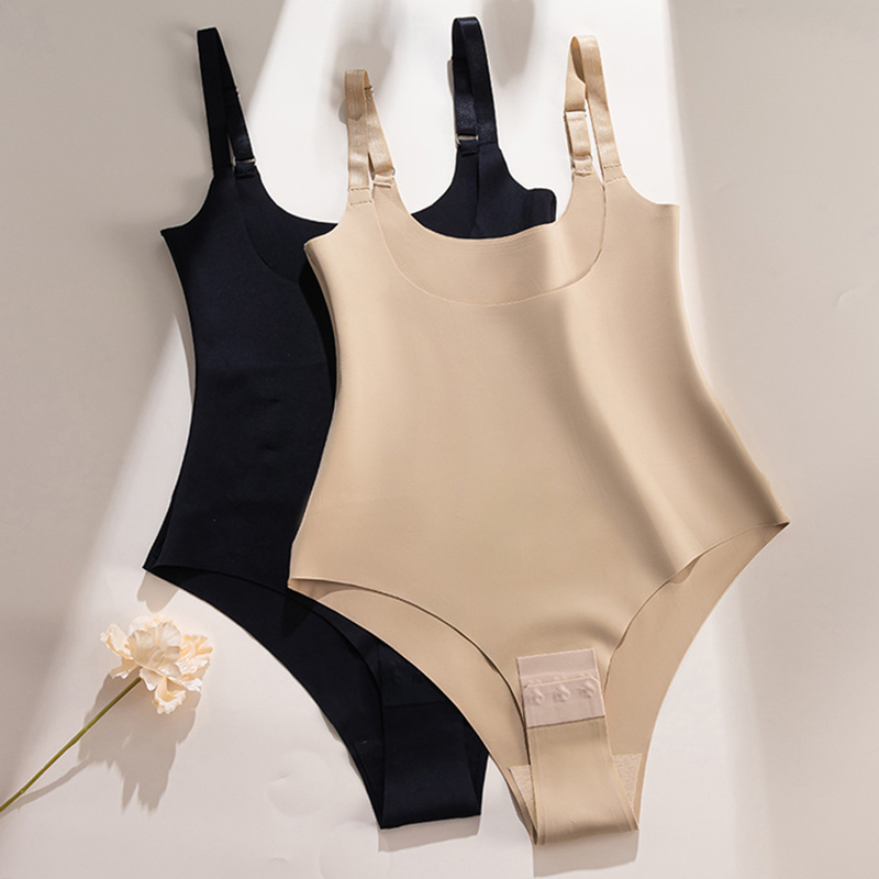 Shapewear Bodysuit Firm - Damska bezszwowa bielizna modelująca sylwetkę, czarna,