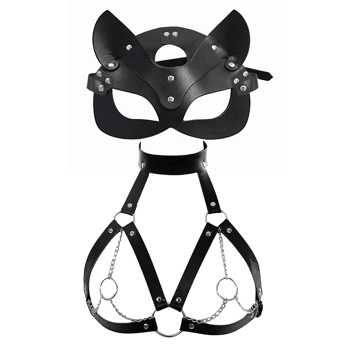 Garter Belt Set - Damska seksowna maska na oczy, opaska