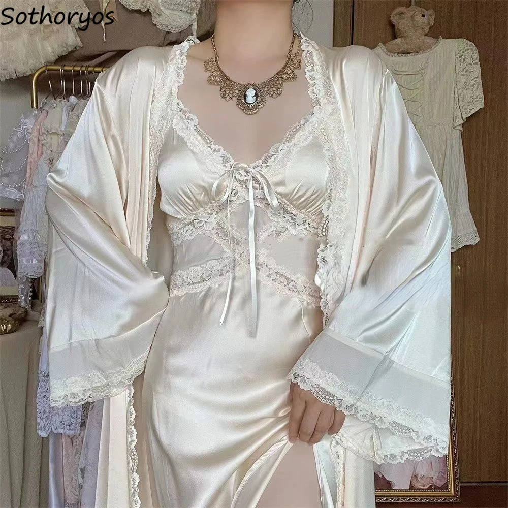Robe Silk Women - Jedwabne szlafroki komplety damskie delikatne koronkowe