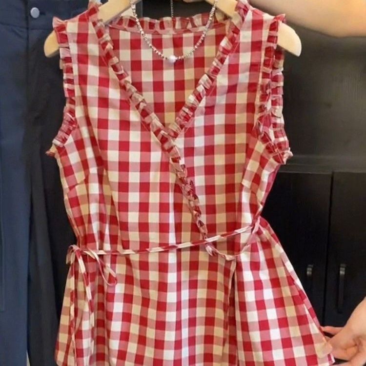 Retro Czerwona Kraciasta Bezrę – Corset Waist Cinch recenzja i cena