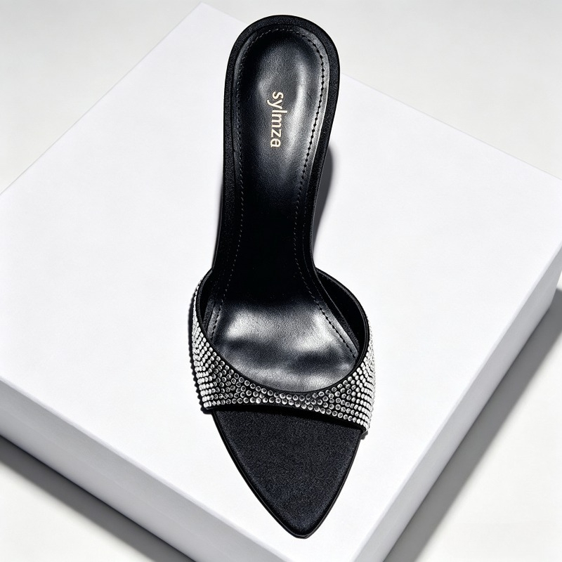 Klapki na obcasie z dżetami, d – Slip Dress Satin recenzja i cena