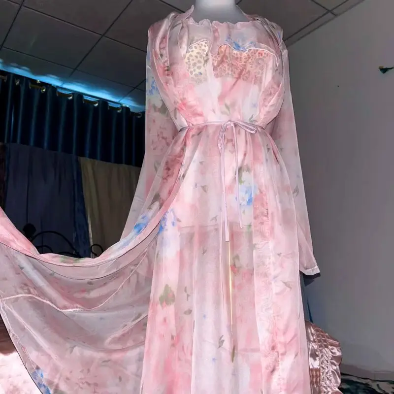 Różowy Jedwabny Drukowany Prze – Robe Silk Women recenzja i cena