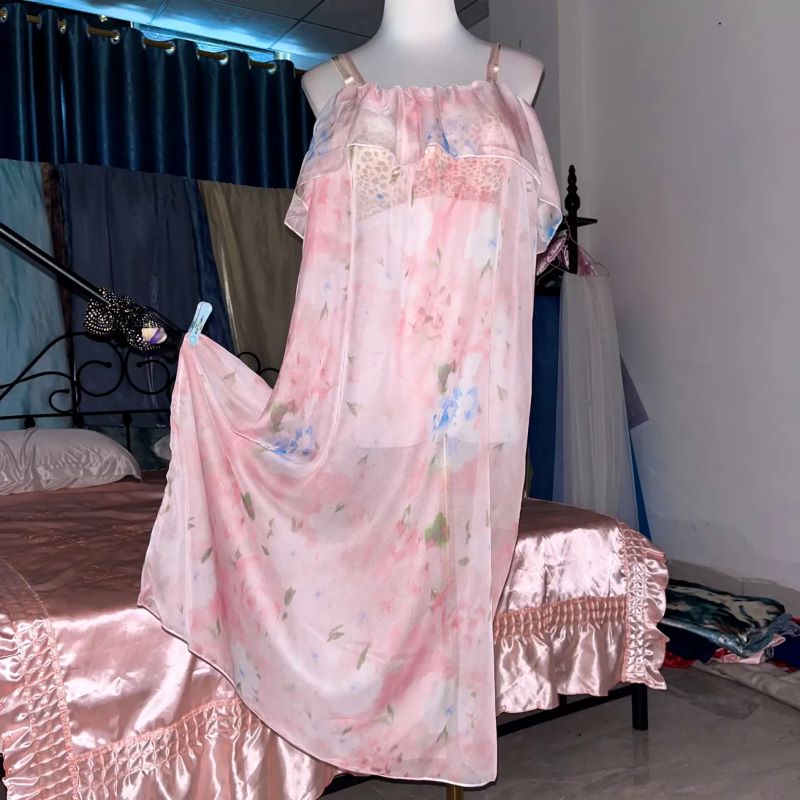 Różowy Jedwabny Drukowany Prze – Robe Silk Women recenzja i cena